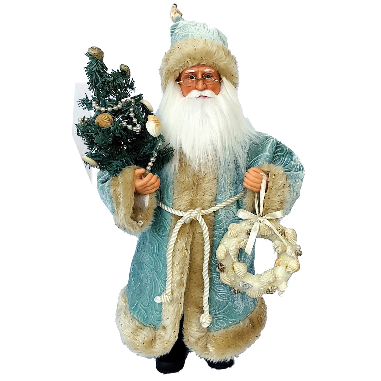 Santa's Workshop 15" Seaside Santa with Shell Wreath & Tree
